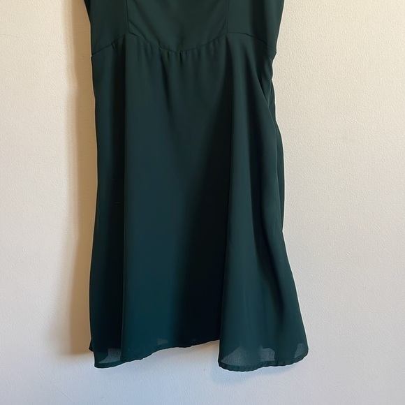 Hunter Green Mini Dress Soft Girl XS Babydoll Ruffle Smock Lola & Grace Holiday - Picture 4 of 11